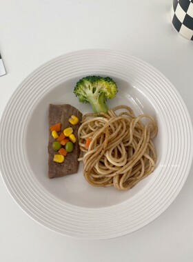 ins草帽盘白色意面盘子碟子甜品盘陶瓷西餐盘欧式纯色圆形餐具