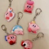 星之卡比卡通亚克力挂件少女心可爱钥匙扣耳机壳挂件透明包包饰品