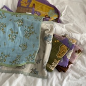 ins复古中国风方巾小毛巾四层棉纱布双面吸水不掉色洗脸巾擦手巾