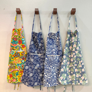 加厚棉帆布围裙复古农家乐特色围兜饭店酒馆服务员长围身中国风