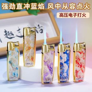 网红个性25新款金属创意打火机防风直冲蓝焰批发高端可充气定制