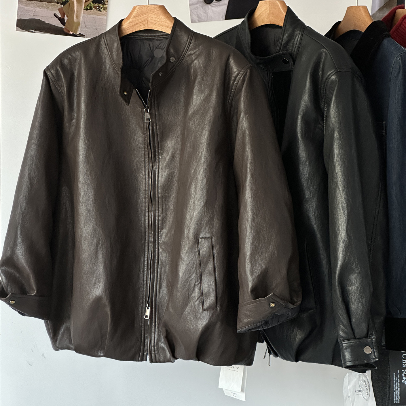 【蛋白PU皮衣羽绒服】欧货洋气大牌简约软皮白鸭绒女外套宽松简约