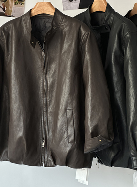 【蛋白PU皮衣羽绒服】欧货洋气大牌简约软皮白鸭绒女外套宽松简约