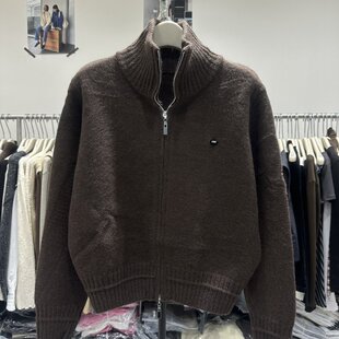 韩版新款立领拉链毛衣开衫女秋冬宽松慵懒风长袖外套上衣爆款外套