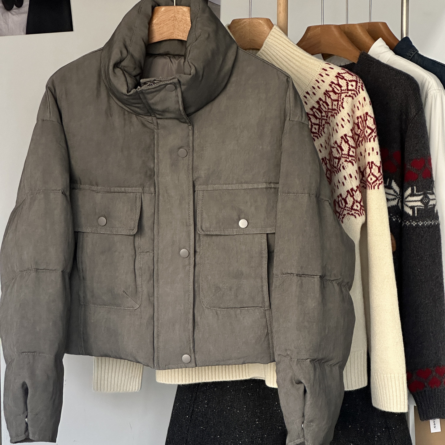 【重工水洗做旧】小个子立领短款羽绒服冬季洋气女装保暖复古外套