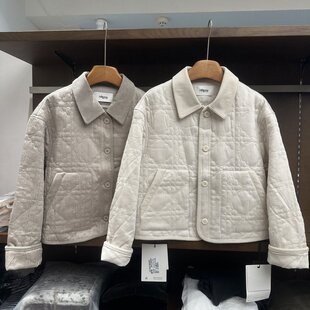高端欧货2026秋冬翻领绗缝棉服女灯芯绒领宽松保暖小个子外套上衣