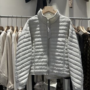 新款立领横绗缝轻薄羽绒服女秋冬宽松保暖休闲百搭上衣条纹爆款潮