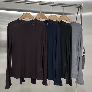 女时尚 新款 笑脸刺绣桑蚕丝T恤百搭上衣t 欧货2025秋季 很好穿基础款