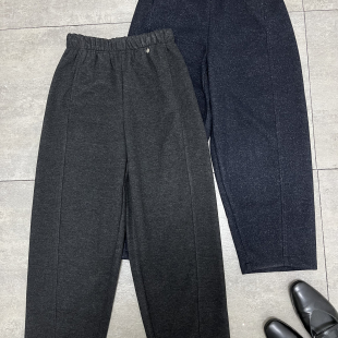 宽松显瘦 松紧腰豌豆九分裤 欧货2025秋冬新款 女羊毛呢料复古哈伦裤