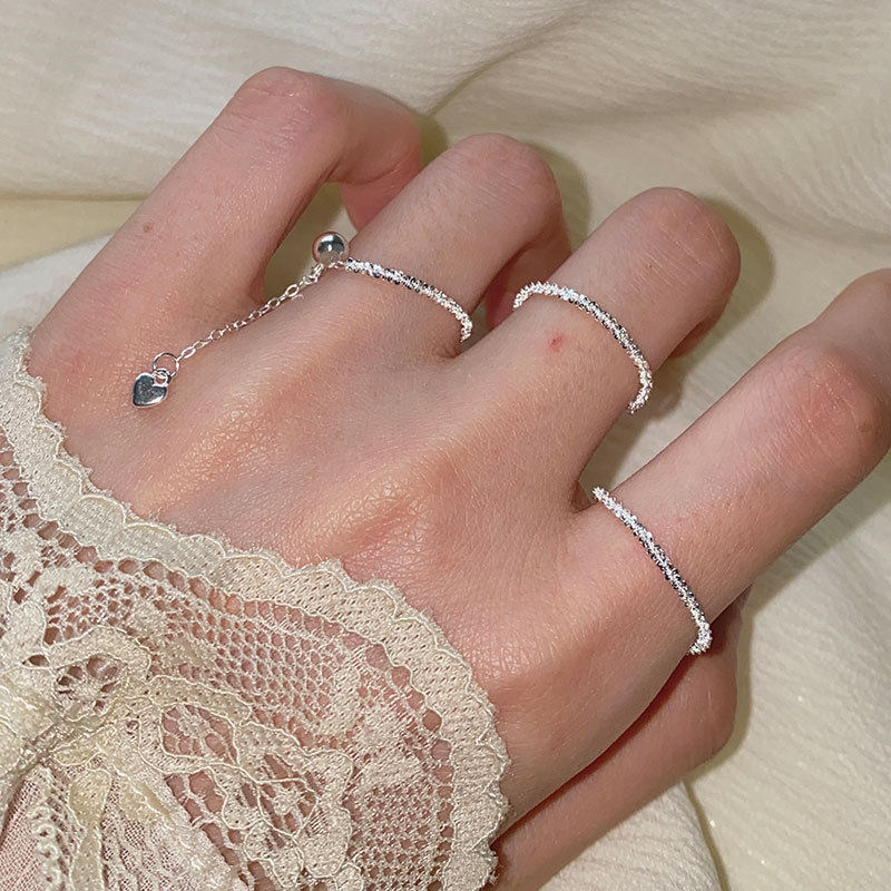 925通体纯银波光粼粼满天星戒指女小众爱心尾标抽拉式可调节指环,饰品/流行首饰/时尚饰品新,银饰戒指,淘宝优惠券,粉丝福利购,淘宝优惠卷