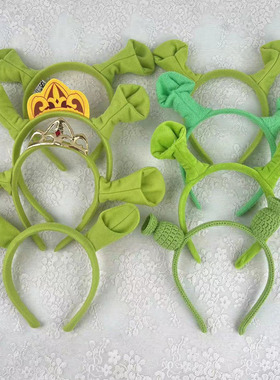 怪物史莱克舞会道具儿童演出头箍儿童绿色演出头箍怪物史莱克装扮