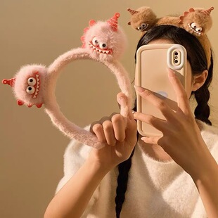 呲牙卡通毛绒搞怪发箍女新款秋冬洗脸专用头箍网红发卡发捆头饰品