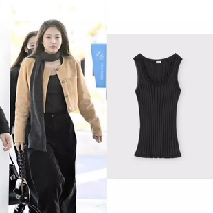 monoha 夏新品 韩国正品代购  JENNIE同款女休闲针织时尚吊带背心