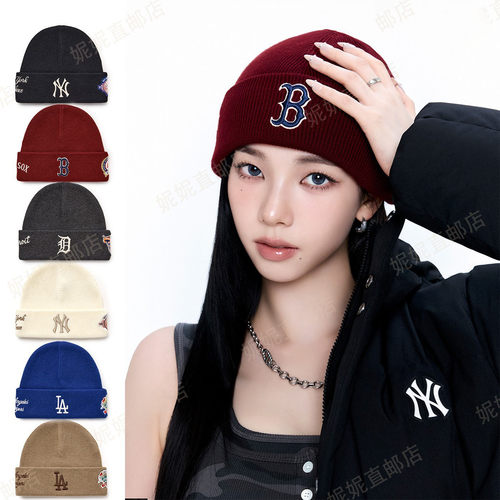 Ni妮韩国直邮25柳智敏TWS同款徽章大标百搭时尚针织帽3ABNV0556