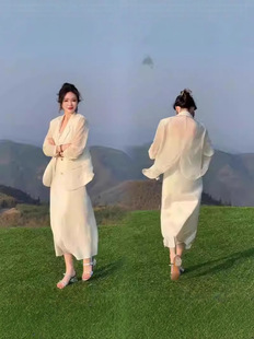 防晒服胖mm吊带裙套装 夏大码 长袖 外套女薄款 200斤 仿醋酸缎面西装