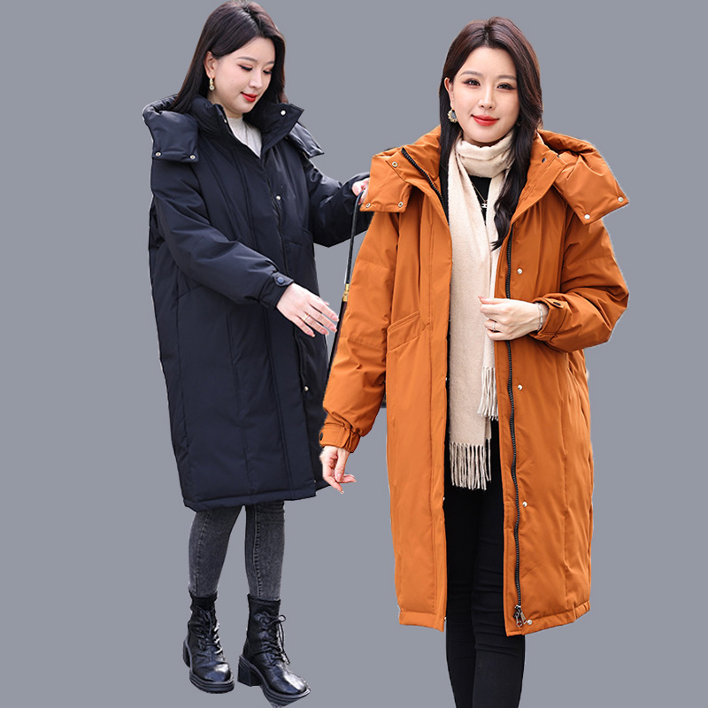 冬季加厚羽绒衣服200斤女胖mm长款保暖防寒超特大码300斤胖人外套