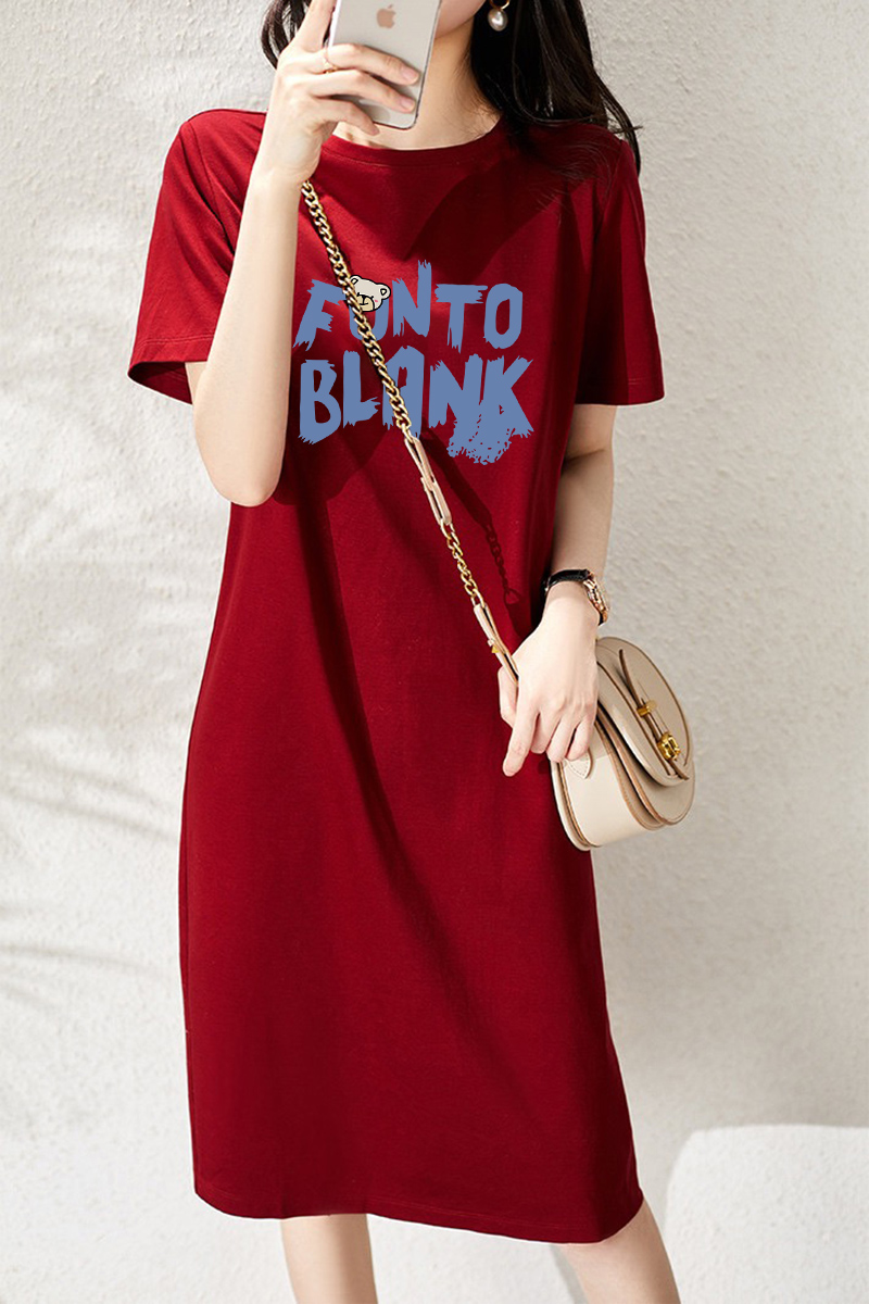 夏季短袖t恤连衣裙中长款休闲