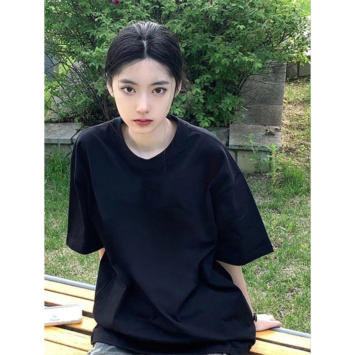 纯棉黑色短袖t恤女2025新款夏季正肩圆领美式宽松半袖设计感上衣,女装/女士精品,T恤,淘宝优惠券,粉丝福利购,淘宝优惠卷