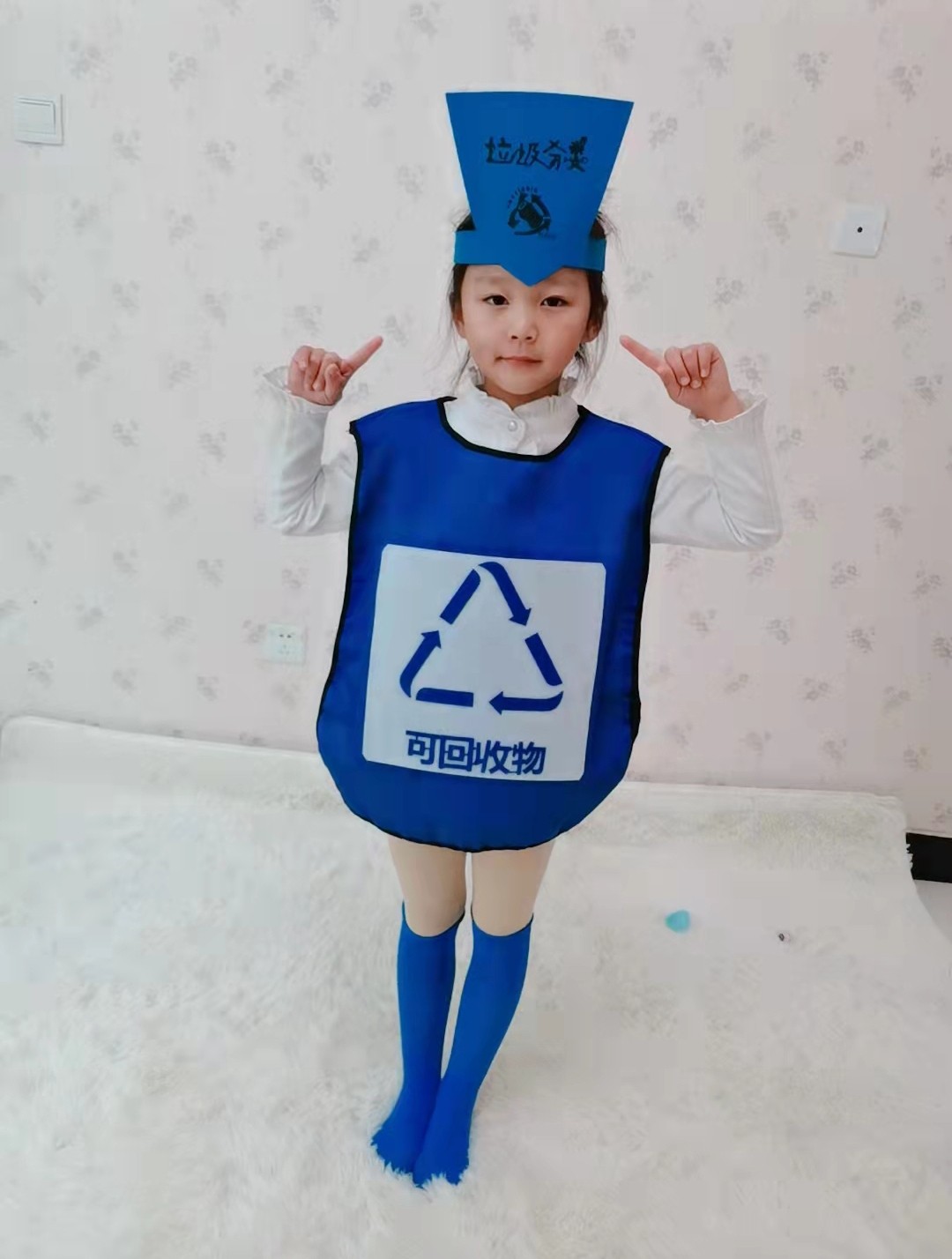 儿童垃圾分类演出服装幼儿园亲子环保垃圾桶表演头饰舞蹈帽子道具