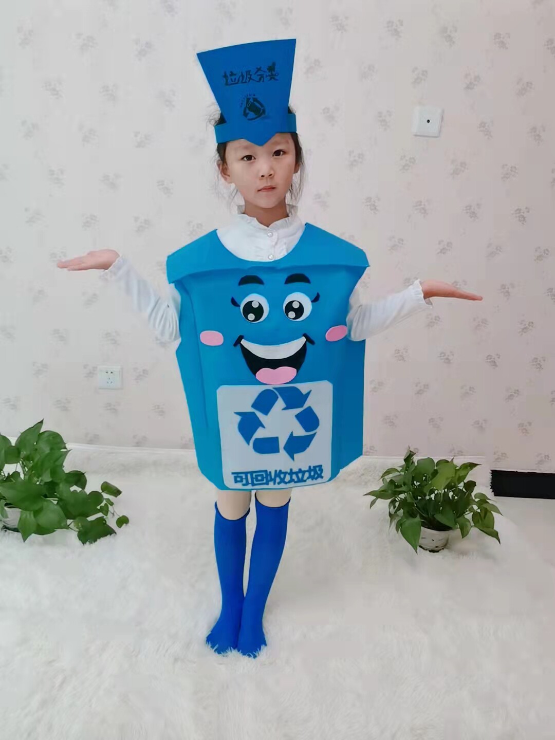 垃圾桶卡通人偶服装环保型分类垃圾箱行走人偶服装四色分类垃圾桶