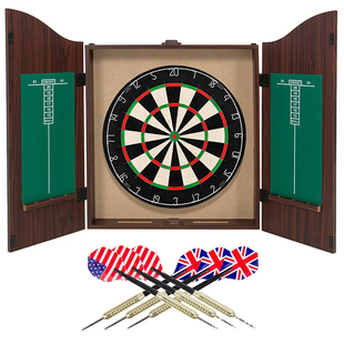 18寸飞镖靶+豪华木箱 比赛专用剑麻飞镖盘套装送飞镖6支专业定制