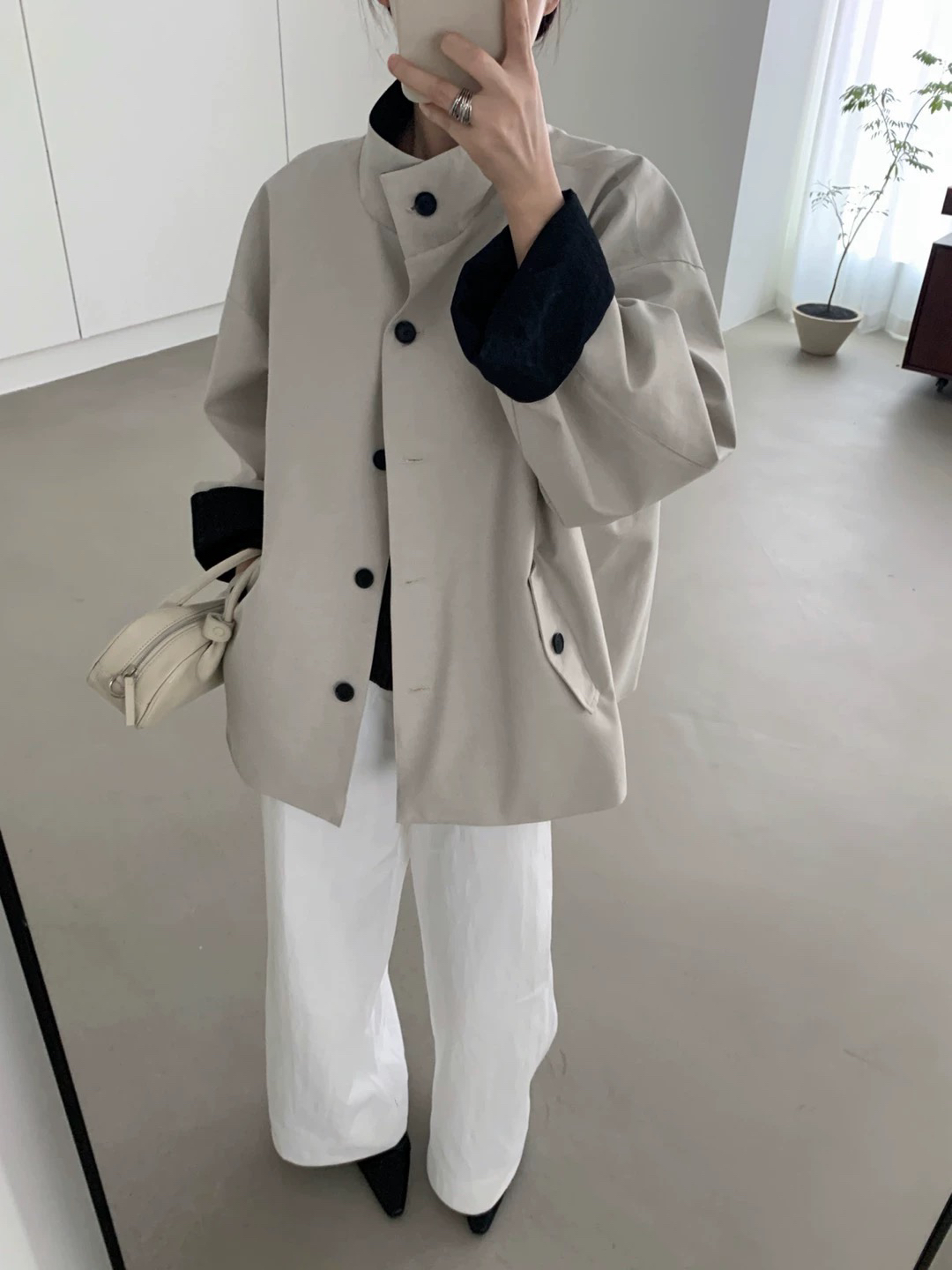 特价about  现货～2025春款气质双面可穿工装风衣女宽松气质外套