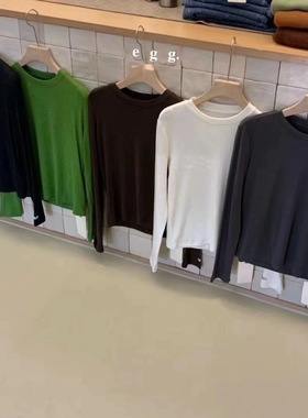 现货特价 egg鸡蛋家2024冬日系亲肤弹力气质羊毛打底衫叠穿T恤女