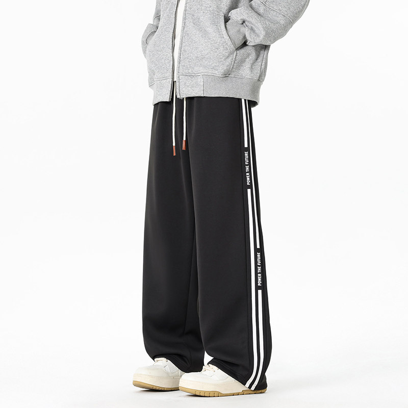 休闲裤男秋季直筒宽松运动卫裤男裤潮牌百搭阔腿长裤