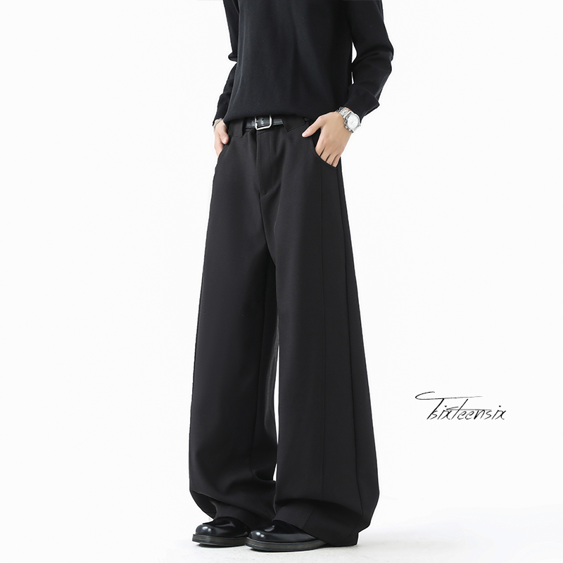 美式弯刀黑色西裤男2025新款潮牌直筒阔腿裤学生宽松百搭休闲裤子