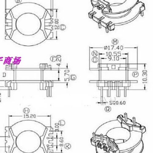 pq2014槽宽磁芯骨架变压器