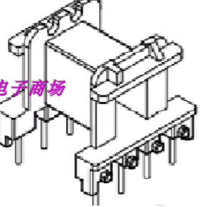 EF20-9变压磁芯加宽骨架卧式4+4