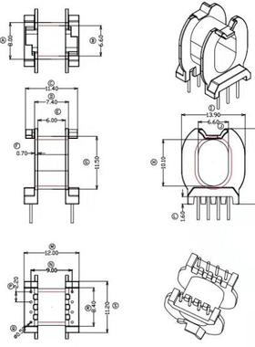 快充变压器ATQ18磁芯骨架 PC95材质加ATQ18骨架卧式4+4 针电木材
