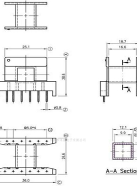 EE35磁芯骨架卧式6+6针单槽骨架