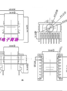 ETD39骨架电源变压器磁芯骨架卧式8+8针变压器磁芯 骨架环底座磁