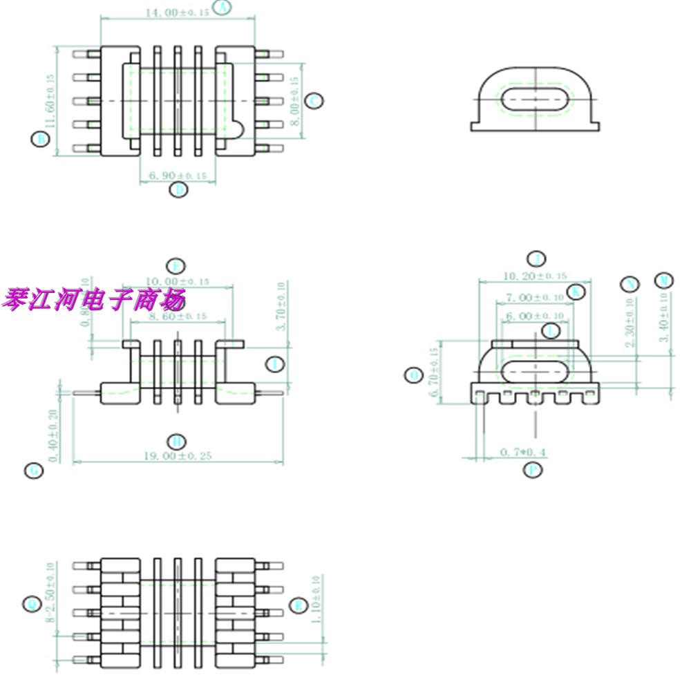 epc13变压器磁芯骨架高频多槽