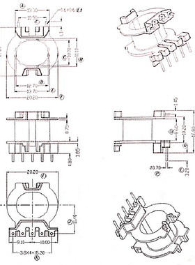 ATQ23磁芯骨架 ATQ23.7磁芯骨架立式5+0 电木骨架