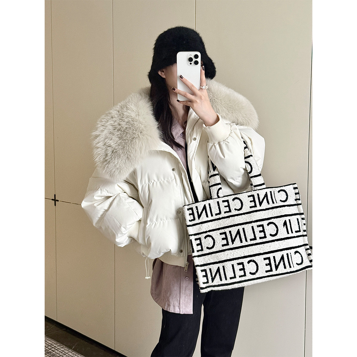 PAPERLLL辛间 初雪来信 狐狸毛领白鸭绒羽绒服女冬短款收腰厚外套,女装/女士精品,羽绒服,淘宝优惠券,粉丝福利购,淘宝优惠卷