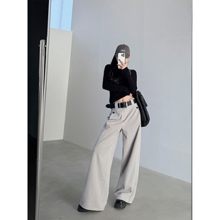 PAPERLLL辛间 云行线迹 设计款分层式腰头高腰西装裤女百搭阔腿裤