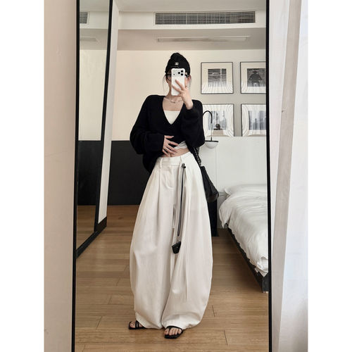 PAPERLLL辛间智感松弛极简风立体压褶天丝弯刀气球裤女春季阔腿裤