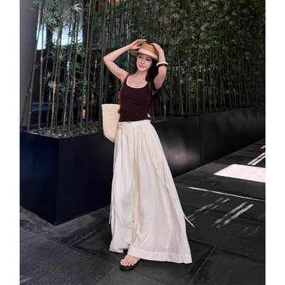 PAPERLLL辛间 春日漫步 慵懒风编织绳高腰阔腿裤女春夏休闲拖地裤