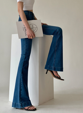 PAPERLLL高腰黑色高个子微喇牛仔裤女2025年新款加厚显瘦喇叭裤子