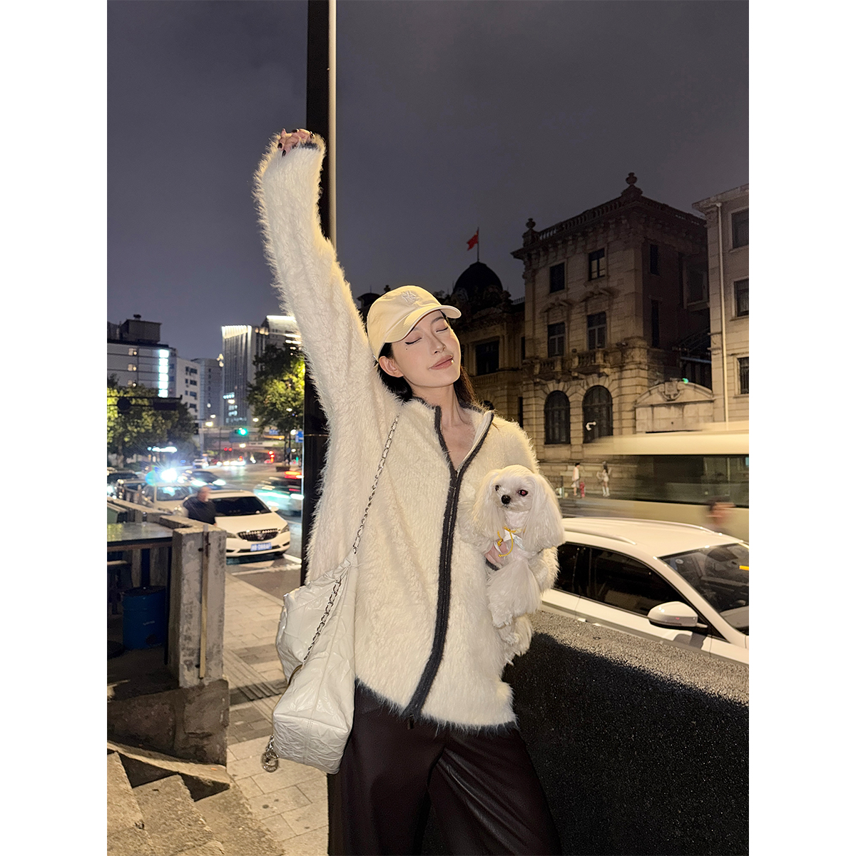 PAPERLLL辛间 智感松弛 设计感双拉链撞色毛衣拼接外套女慵懒上衣