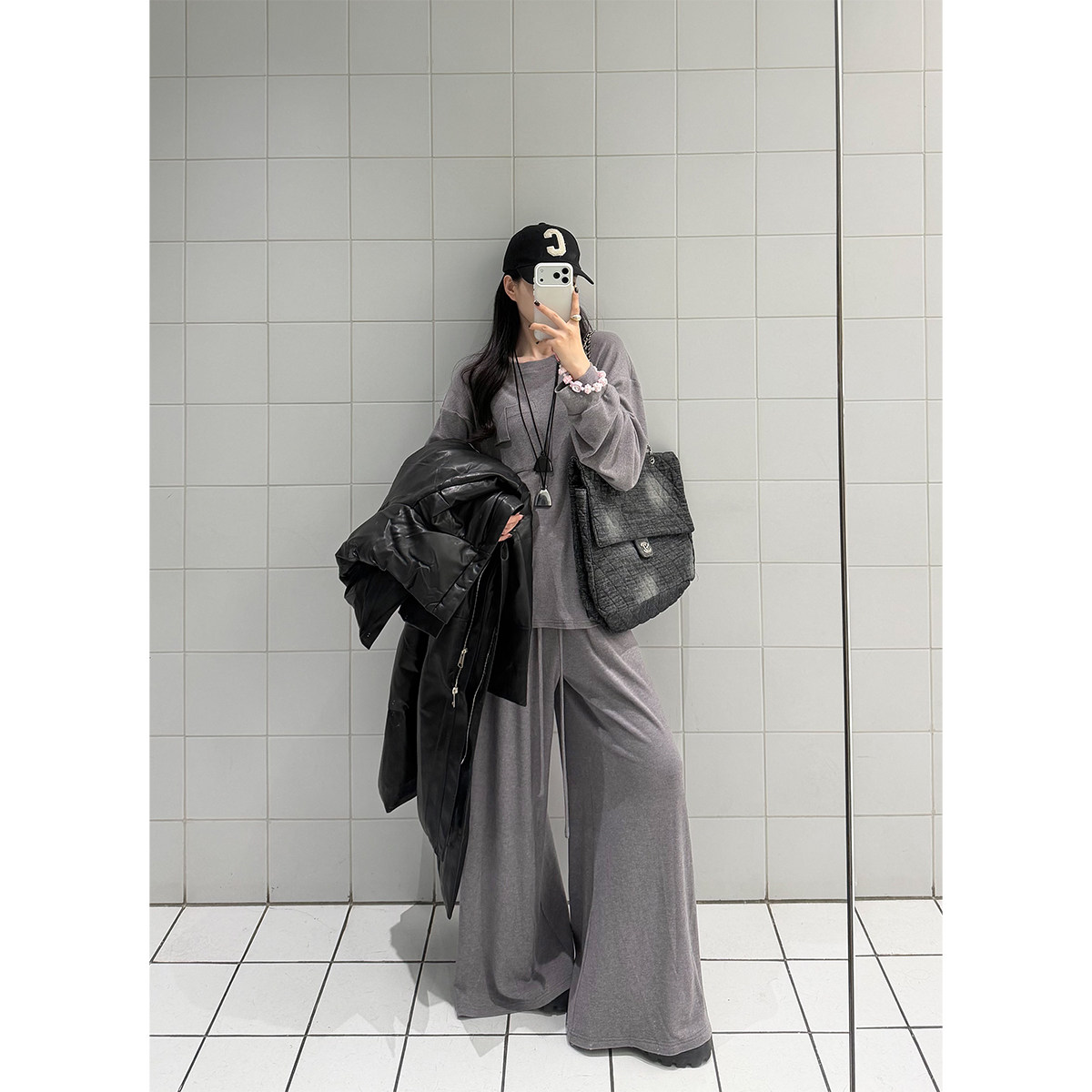 PAPERLLL辛间 闲适美学 松弛感口袋卷边圆领上衣阔腿裤时尚套装女,女装/女士精品,休闲运动套装,淘宝优惠券,粉丝福利购,淘宝优惠卷