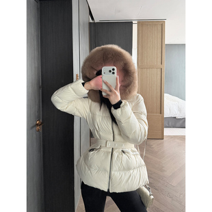 PAPERLLL辛间 法式束腰 千金风真狐狸毛领小蛮腰白鸭绒羽绒服女冬