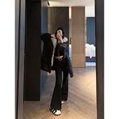 出场焦点 明线金属日字袢喇叭裤 女冬季 PAPERLLL辛间 显瘦加绒长裤