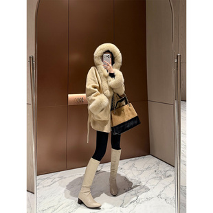 外套 气质狐狸毛领连帽羊毛大衣女冬中长款 PAPERLLL辛间 凛冬序诗