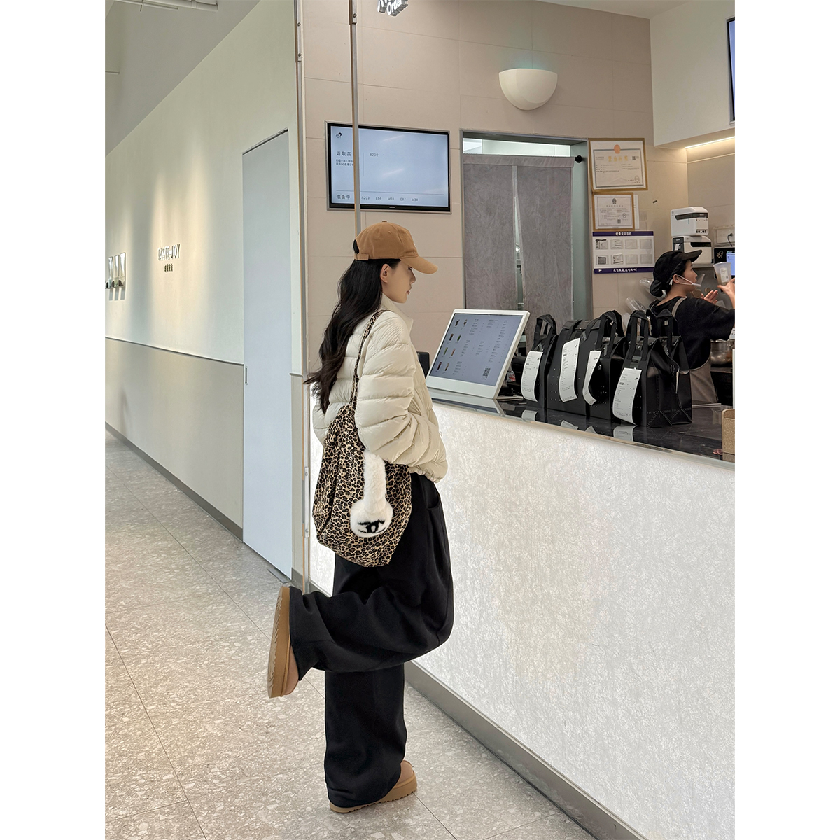 PAPERLLL辛间 雪落无声 韩系短款白鸭绒羽绒服女冬立领宽松面包服