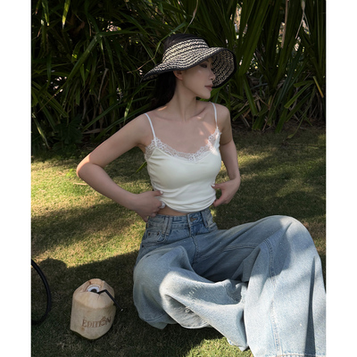 PAPERLLL辛间 初夏密语 蕾丝花边背心女春夏外穿带胸垫修身吊带