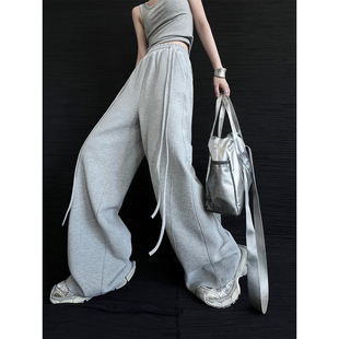 秋季 PAPERLLL辛间灰色高级感直筒休闲运动街头拖地卫裤 女2025新款