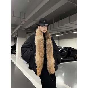 PAPERLLL辛间 雪山派克 可拆卸郊狼毛领白鸭绒羽绒服女冬宽松外套